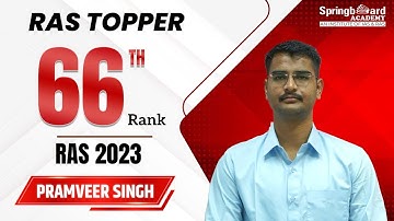 Mr. Pramveer Singh | RAS-2023 | Rank-66 | Mock Interview | SpringBoard Academy