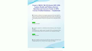 Exam 1 NR222 NR 222 Latest 2025 2026 Update Health and Wellness Review Questions and Answers Grade A