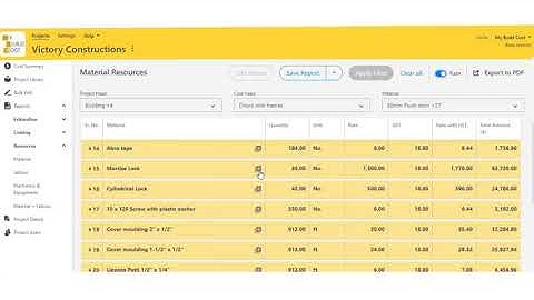 My Build Cost: Material Resource Reports