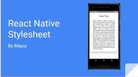 React Native Stylesheet - Card Layout #3