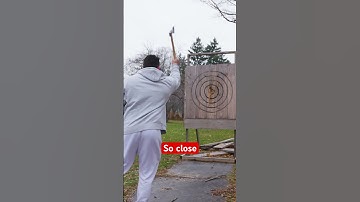 Almost got em both 🎯 #watl #axethrowing #bullseye #trickshot #trickshots