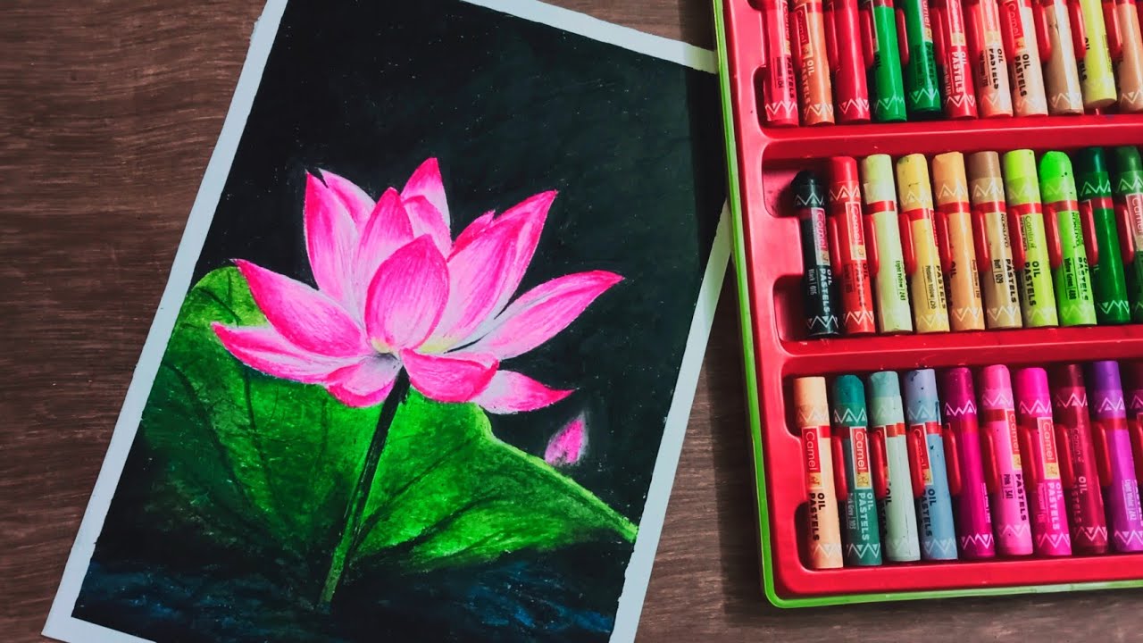 How To Draw Lotus Flower With Oil Pastel YouTube