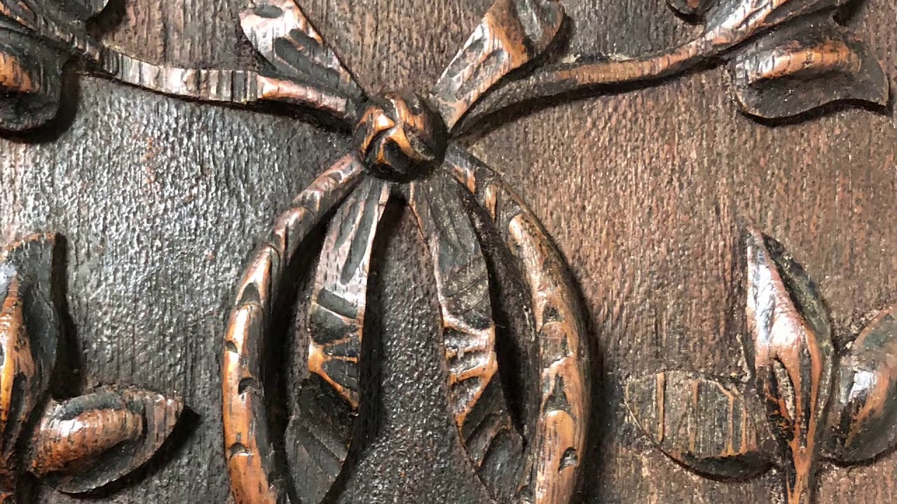 Antique carved Asian wood panel