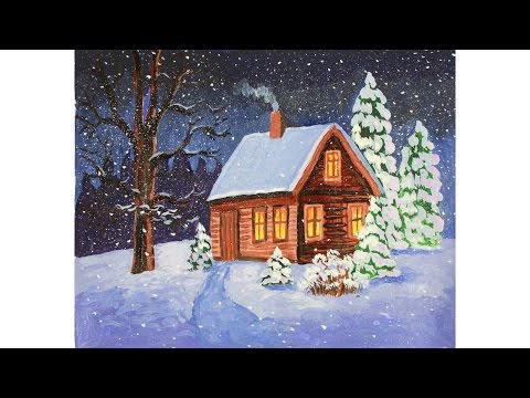 Уроки Рисования. Как Нарисовать Зиму Гуашью How To Draw A Winter Scene | Art School