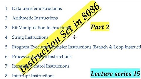 Instruction Set in 8086 (Advanced Micro Processor Lecture Series 15 - Part 2)