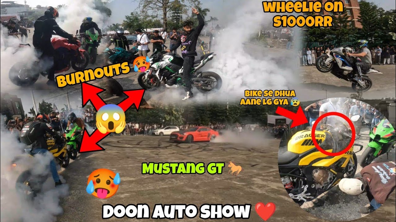 Doon auto show at DIT UNIVERSITY 2024❤️||Superbikes full throttle and burnouts 🚀 || FULL GALAT SCENE