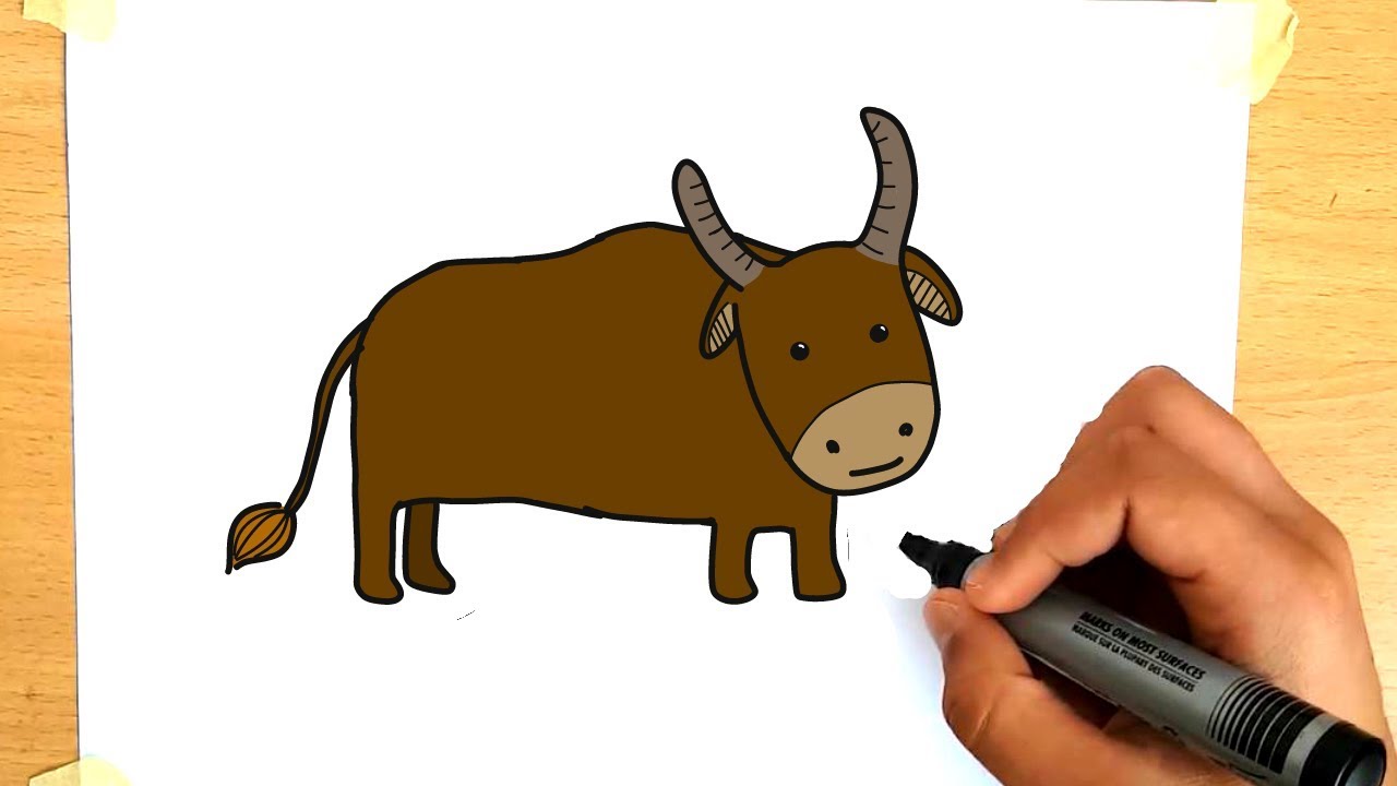 hor to draw a bull easy for kids - YouTube