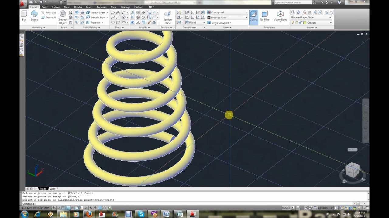  Autocad 3d Modeling Part 11 Helix Sweep YouTube