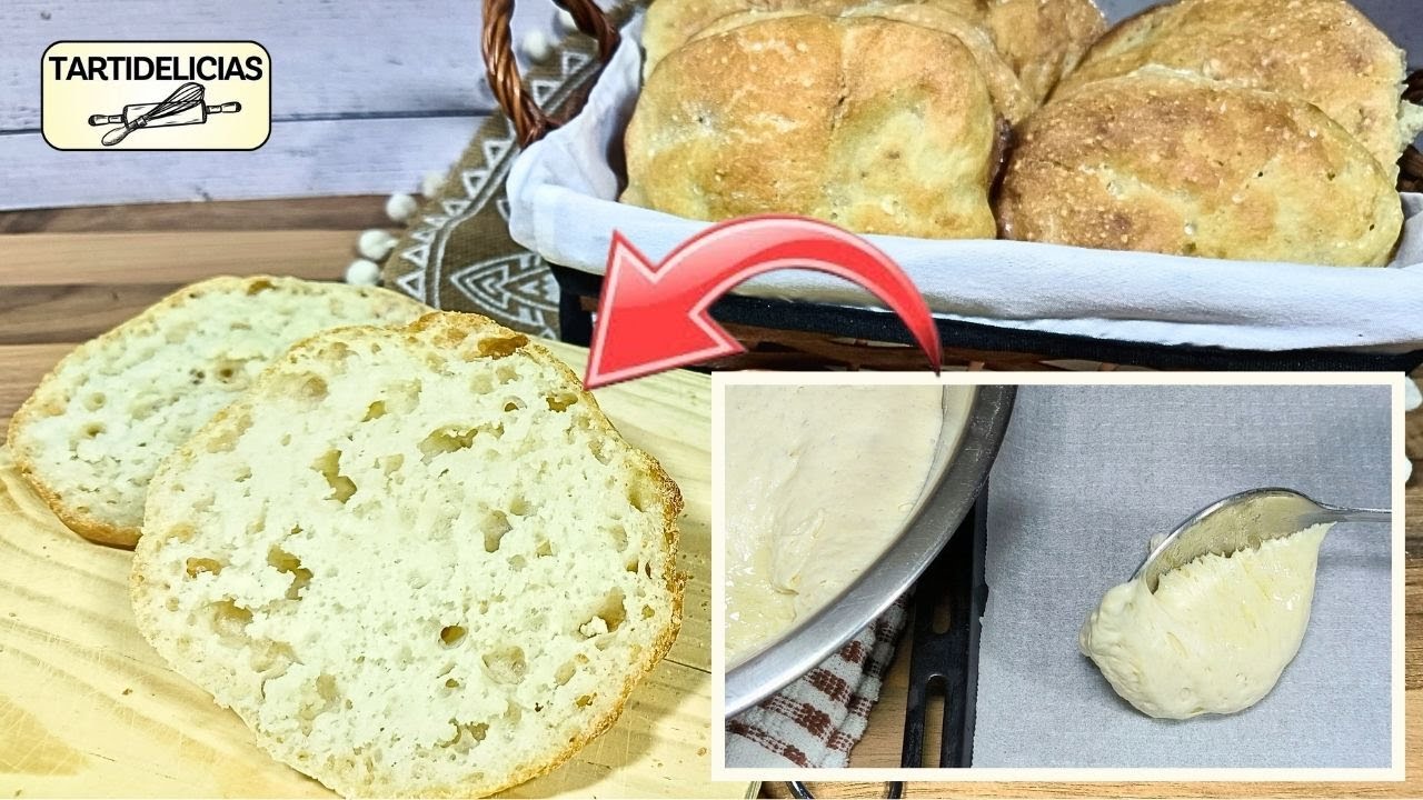 🥖 PAN de CUCHARA 🥄 SIN AMASAR Fácil PAN RÚSTICO de PUEBLO