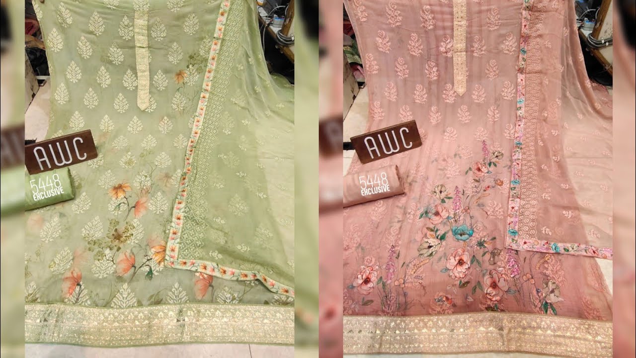 Georgette Digital print with embroidery Dress material || Free ship || No COD 🚫