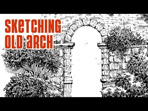 ⁣How to draw black and white graphics with an old pen and ink-landscape architecture\Eduard Kichigin