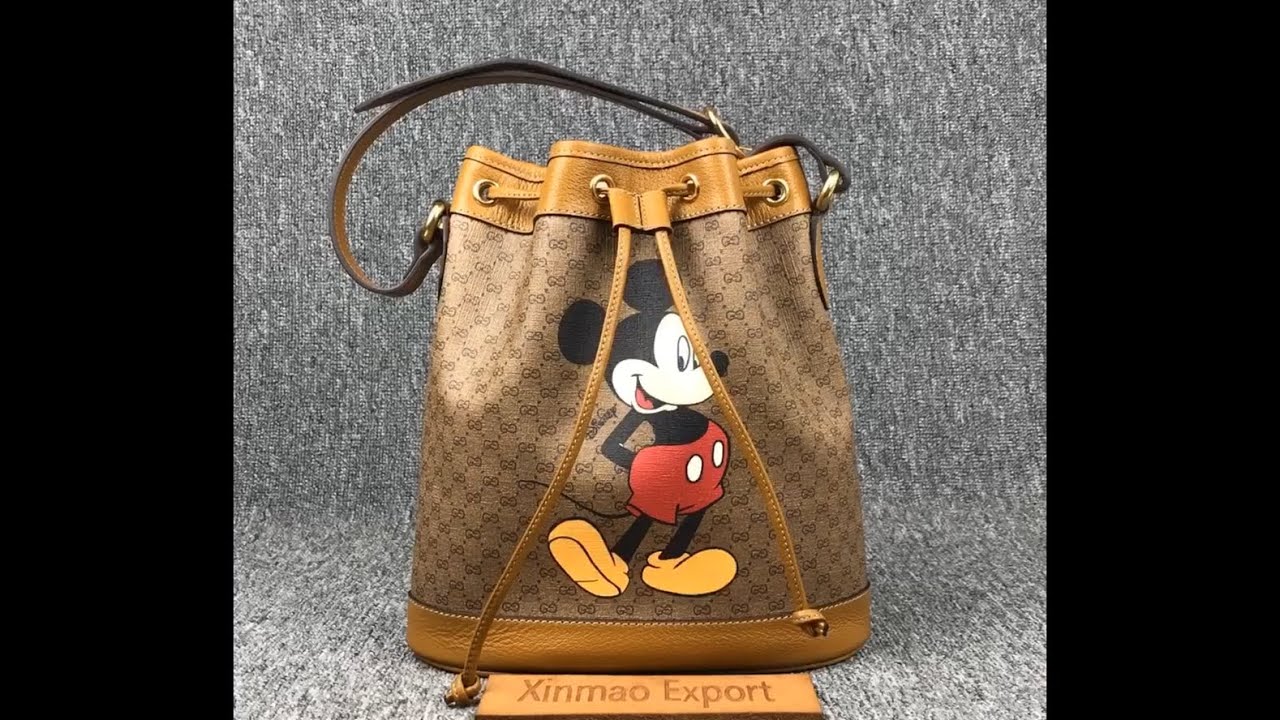 Gucci X Disney Micro GG Canvas Mickey Mouse Bucket Bag (SHF-23268