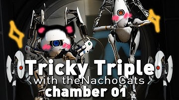 Portal 2 Co-Op: Tricky Triple - Chamber 1 - Using the lazors