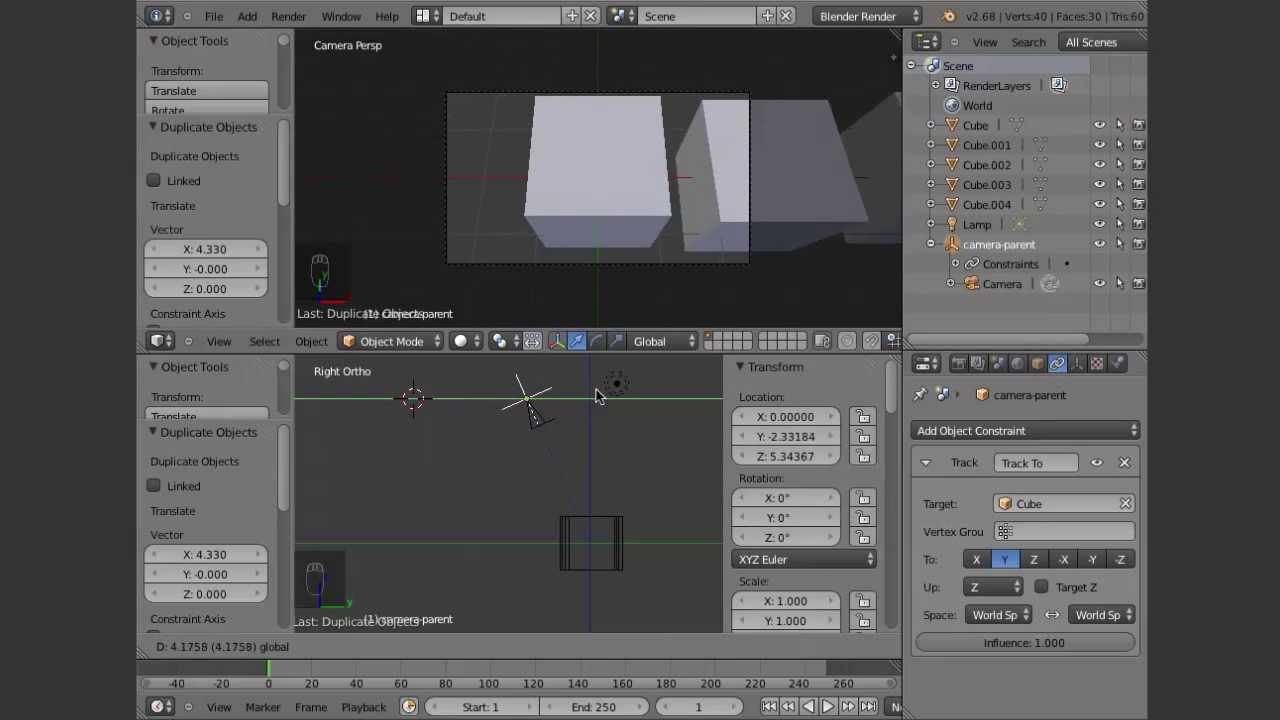 Creating a tracking camera in Blender 2.68a. YouTube