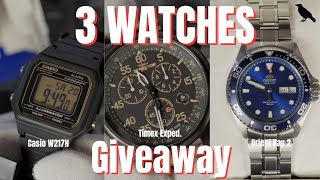 Watch GIVEAWAY: 3 Watches, FREE WATCHES, Timex Expedition, Casio W217H, ORIENT RAY 2. 3 for 1 PRIZE