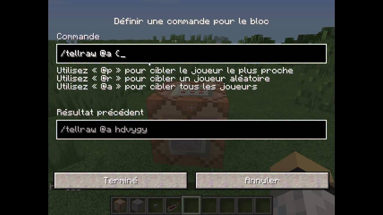 Minecraft tuto: faire des messages colorés simplement en solo - YouTube