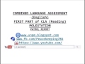 CLA TEST # Molestation COMBINED LANGUAGE ASSESSMENT (English) FIRST PART of CLA (Reading)