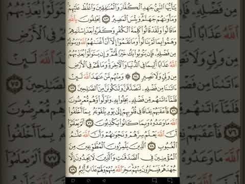 ماهر المعيقلي سورة التوبة مكتوبة صفحة  مصحف المدينة المنورة جودة عالية