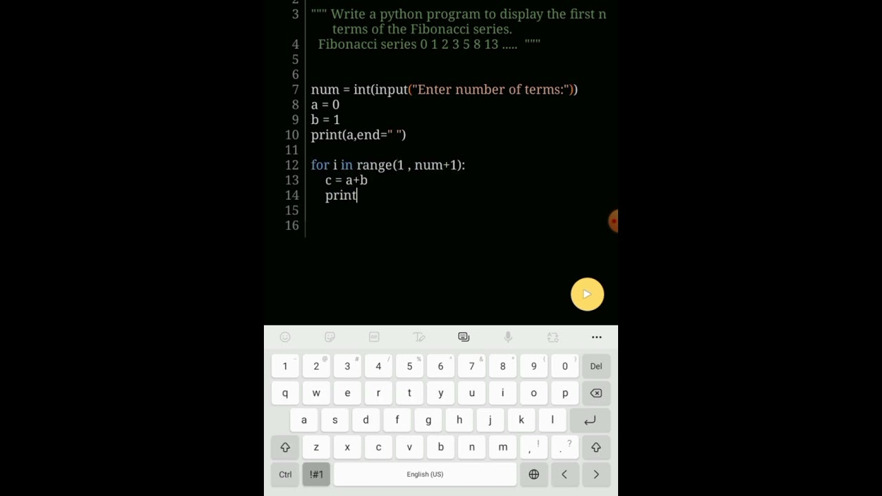 Python program to display the first n terms of the Fibonacci series.