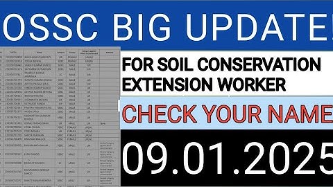 MERIT LIST FOR SOIL CONSERVATION EXTENSION WORKER//OSSC UPDATE