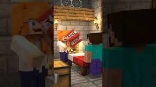 Alex Replaces Steve’s Bed with TNT 😂 Minecraft Prank Gone Wrong #Shorts #MinecraftShorts