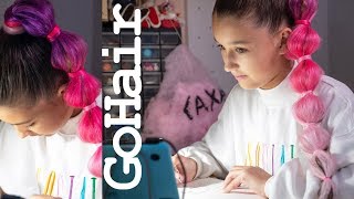 Коса из пузырьков + Хвост с канекалоном омбре // Bubble braid with colorful kanekalon