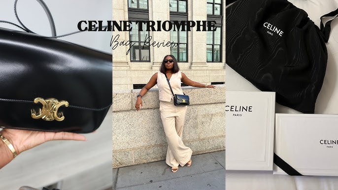 CELINE TRIOMPHE BAG REVIEW  Medium Black Shiny Calfskin 