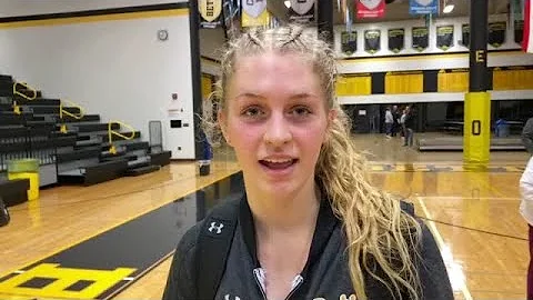 Watch now: Bettendorfs Lillie Petersen talks after recording a double double in a win over North