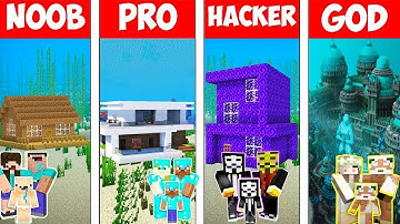 Minecraft NOOB vs PRO vs HACKER vs GOD FAMILY UNDERWATER BASE in Minecraft! Animation