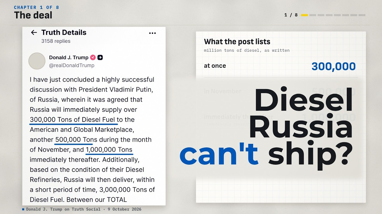 A real social-media post shown in a video, beside a page of numbers