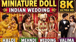 Miniature Doll Indian Wedding ASMR 💛 Haldi Mehndi Wedding Valima | 8K Ultra HD#asmr #miniature