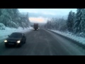 Winter is near. Snowy roads in Russia. Intertransavto.