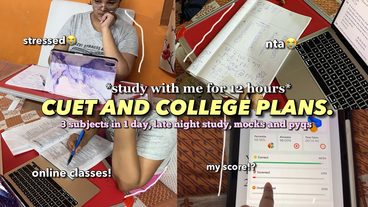 12 hour study vlog📝📚 cuet 2026 and college life, class 12 study vlog, productive routine, aesthetic 