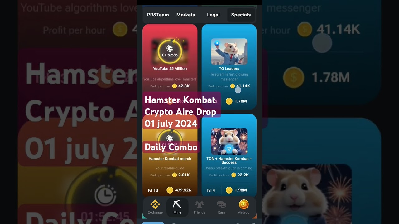 Hamster Kombat Crypto Aire Drop 01 july 2024 01 juillet 2024 01 temmuz 2024  Daily Combo - YouTube