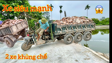 2 xe Công nông chở gạch cực mạnh | máy xúc phá nhà | máy múc cát | máy cẩu bự | ô tô tải bự | máy nổ