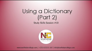 English Study Skills 10 - Using a Dictionary - Part 2