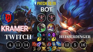 LGD Kramer Twitch vs Heimerdinger Bot - KR Patch 10.19