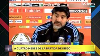 Maradona critica a la pelota Jabulani que se usó en el Mundial 2010