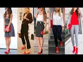 Formas de COMBINAR con mucho ESTILO ZAPATOS DE MODA en COLOR ROJO / COMBINACIONES LOOK Y OUTFITS