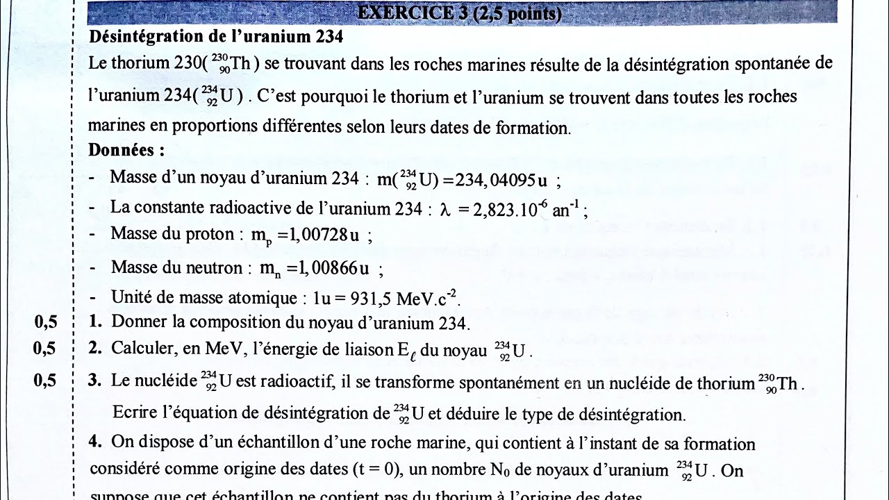 Correction de l’examen national bac PC session rattrapage 2020