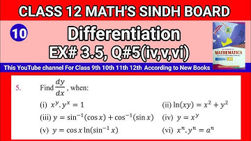 Class 12 Maths Unit 3 Exercise 3.5 Question 5(iv,v,vi) Differentiation / Derivative