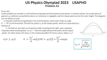 US Physics Olympiad 2023 USAPHO Solution of probl. A1 Mechanics. Kinematics. Bouncing ball.