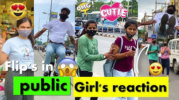 Girl’s reaction 😍/Flip’s in public/backflip height/stunt boy/ hyperhook Aashish /indore