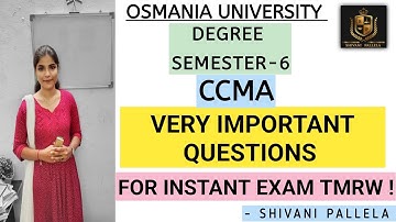 CCMA || COST CONTROL IMPORTANT QUESTIONS || O.U || DEGREE || SEMESTER-6 || 2025 || @shivanipallela 