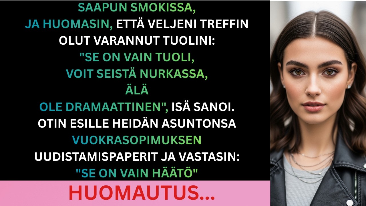 Seisoin omilla juhlillani smaragdinvihreässä smokkipuvussa, ja äitini käski minun seistä nurkassa, koska veljeni tyttöystävä oli vienyt tuolini. "Sinulla ei ole plus ykköstä, joten seiso nyt",...