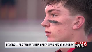Football player returns after open heart surgery