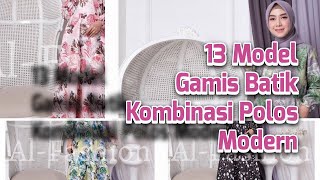 13 Model Gamis Batik Kombinasi Polos Modern