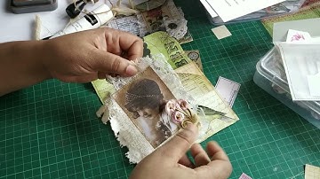 Ephemera folio Envelope : Using 12 by 12 inch papers(#2): Adding Collage Pieces