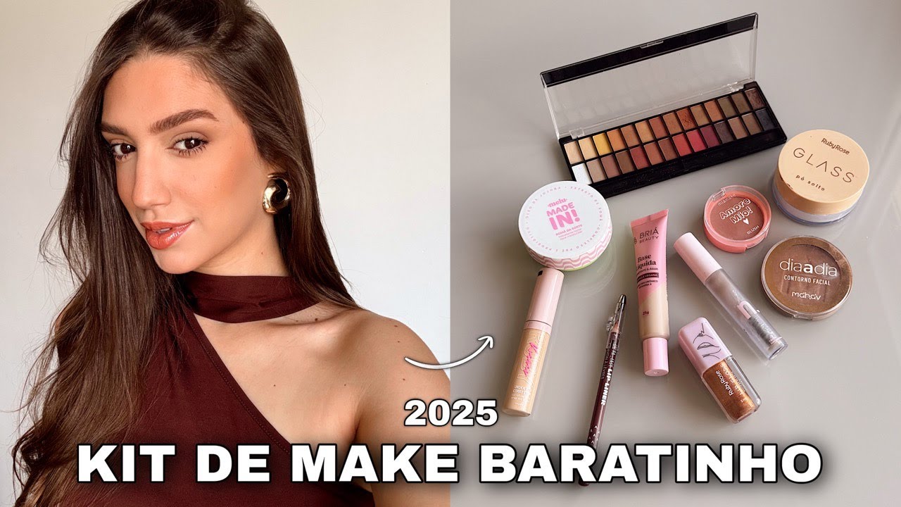 KIT DE MAQUIAGEM BARATINHO PARA INICIANTES *TUTORIAL COMPLETO ENSINANDO A SE MAQUIAR*