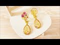 きいろいさくらと桃の花のイヤリング ハンドメイド UVレジン 初心者 yellow cherryblossom & peach flowers handmade UVresin  beginner